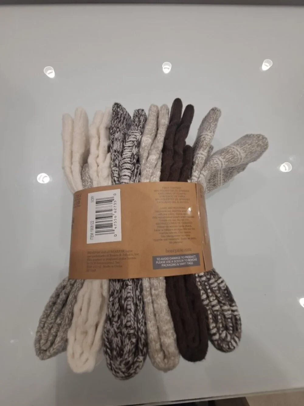 BearPaw Women's 6-Pair Boot Socks Ivory, Fits Shoe Size: 4-10, NWT